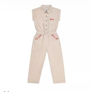 Jumpsuit Girls Linen /cotton Jumpsuit, Sand Dollar Botton Size 10 Pocket